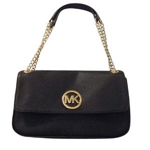 Michael Kors “Fulton” Black Shoulder Flap Bag